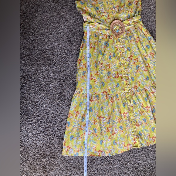 Sam Edelman Lemon Floral Cotton Maxi Dress Belted NWT Size L - Picture 5 of 15